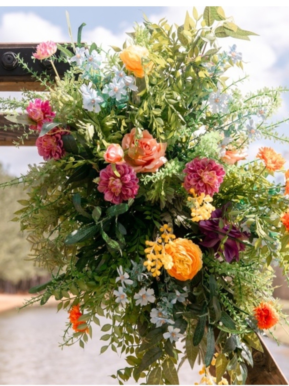 Wedding Floral Arch Decor, Bright Mix Of Blooms & Greens, Used Once, Like New